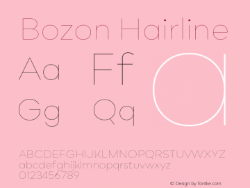 Bozon Hairline Version 1.000;PS 001.000;hotconv 1.0.88;makeotf.lib2.5.64775图片样张