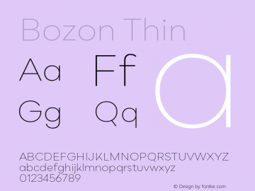 Bozon Thin Version 1.000;PS 001.000;hotconv 1.0.88;makeotf.lib2.5.64775图片样张