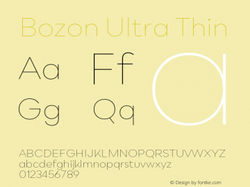 Bozon Ultra Thin Version 1.000;PS 001.000;hotconv 1.0.88;makeotf.lib2.5.64775图片样张