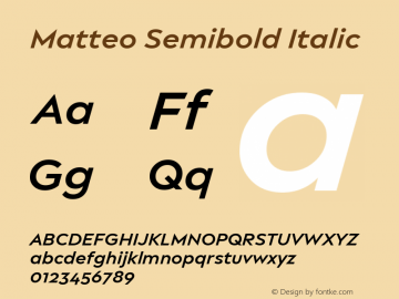 Matteo Semibold Italic Version 1.0图片样张