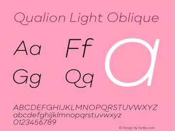 Qualion-LightOblique Version 1.000;PS 001.000;hotconv 1.0.88;makeotf.lib2.5.64775图片样张