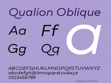Qualion-Oblique Version 1.000;PS 001.000;hotconv 1.0.88;makeotf.lib2.5.64775图片样张