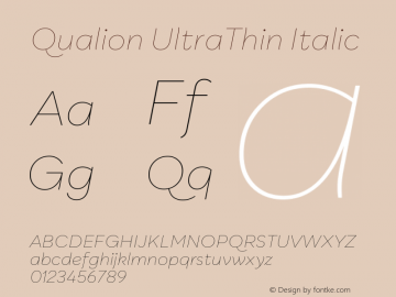 Qualion-UltraThinItalic Version 1.000;PS 001.000;hotconv 1.0.88;makeotf.lib2.5.64775图片样张