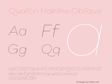Qualion-HairlineOblique Version 1.000;PS 001.000;hotconv 1.0.88;makeotf.lib2.5.64775 Font Sample
