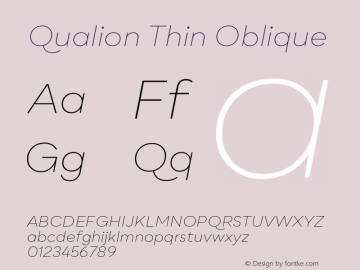 Qualion-ThinOblique Version 1.000;PS 001.000;hotconv 1.0.88;makeotf.lib2.5.64775 Font Sample