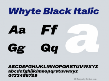 Whyte-BlackItalic Version 1.100 | wf-rip DC20190310图片样张