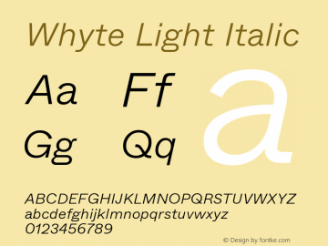 Whyte-LightItalic Version 1.100 | wf-rip DC20190310图片样张