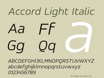 Accord-LightItalic 001.001 Font Sample