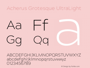 AcherusGrotesque-UltraLight Version 1.000 Font Sample