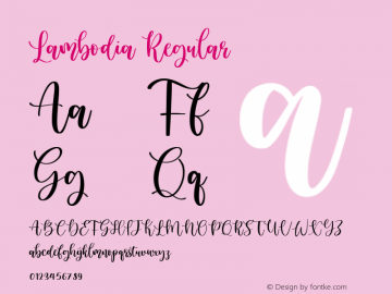 Lambodia Version 1.00;May 12, 2020;FontCreator 12.0.0.2547 64-bit图片样张