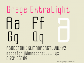 Grage ExtraLight Version 1.00;May 2, 2020;FontCreator 11.5.0.2430 64-bit图片样张