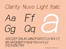 Clarity Nuvo Light Italic Version 1.000 Font Sample