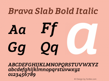 BravaSlab-BoldItalic Version 1.000 | wf-rip DC20181220 Font Sample