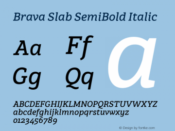 BravaSlab-SemiBoldItalic Version 1.000 | wf-rip DC20181220 Font Sample