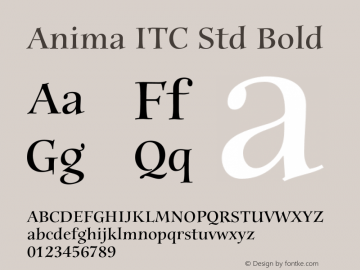 AnimaITCStd-Bold Version 1.01 Font Sample