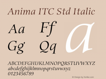 AnimaITCStd-Italic Version 1.01 Font Sample