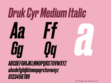 DrukCyr-MediumItalic Version 1.1 2017图片样张