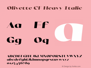 Olivette CF Heavy Italic Version 1.000 Font Sample