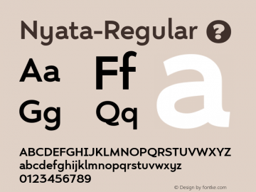 Nyata Regular Version 1.000;hotconv 1.0.109;makeotfexe 2.5.65596;com.myfonts.easy.marsnev.nyata.regular.wfkit2.version.5w1h图片样张