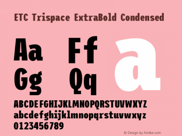 ETC Trispace ExtraBold Condensed Version 1.400;hotconv 1.0.109;makeotfexe 2.5.65596图片样张