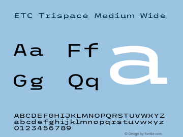 ETC Trispace Medium Wide Version 1.400;hotconv 1.0.109;makeotfexe 2.5.65596图片样张