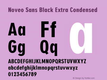 NoveoSans-BlackXtraCond Version 1.070 Font Sample