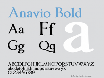 Anavio-Bold Version 1.000 2010 initial release图片样张
