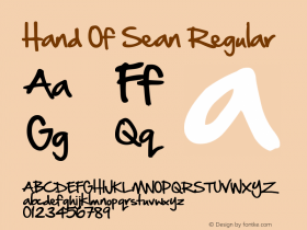 Hand Of Sean Version 1.41 June 22, 2015 Font Sample