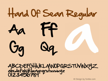 Hand Of Sean Version 1.41 June 22, 2015 Font Sample