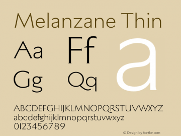 Melanzane Thin Version 0.001;hotconv 1.0.109;makeotfexe 2.5.65596 Font Sample