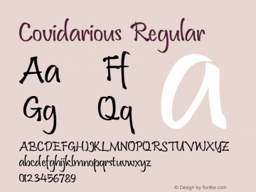 Covidarious Version 1.00;June 5, 2020;FontCreator 12.0.0.2545 64-bit Font Sample