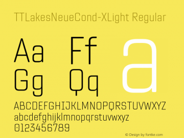 TT Lakes Neue Condensed W05 XLt Version 1.00 Font Sample