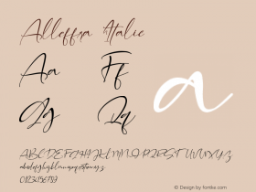 Alleffra Italic Version 1.00;June 7, 2020;FontCreator 12.0.0.2567 64-bit Font Sample