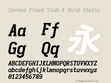 Sarasa Fixed Slab K Bold Italic Version 0.12.7; ttfautohint (v1.8.3)图片样张