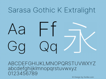 Sarasa Gothic K Extralight Version 0.12.6; ttfautohint (v1.8.3) Font Sample