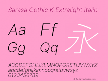 Sarasa Gothic K Extralight Italic Version 0.12.6; ttfautohint (v1.8.3)图片样张