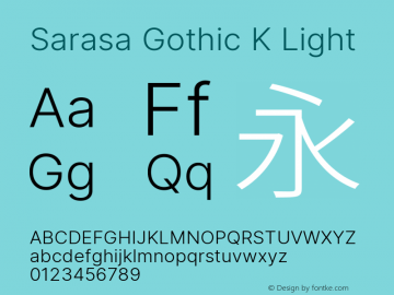 Sarasa Gothic K Light Version 0.12.6; ttfautohint (v1.8.3) Font Sample