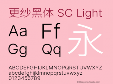更纱黑体 SC Light  Font Sample