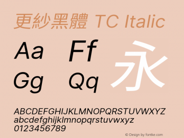 更紗黑體 TC Italic 图片样张