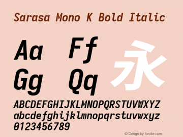 Sarasa Mono K Bold Italic Version 0.12.7; ttfautohint (v1.8.3)图片样张