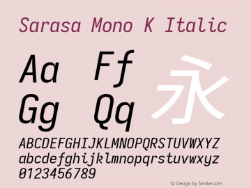 Sarasa Mono K Italic Version 0.12.7; ttfautohint (v1.8.3)图片样张