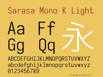 Sarasa Mono K Light Version 0.12.7; ttfautohint (v1.8.3) Font Sample