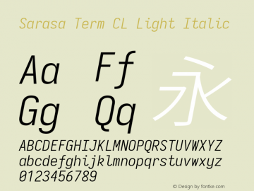 Sarasa Term CL Light Italic  Font Sample