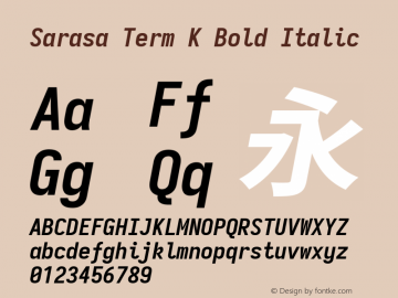 Sarasa Term K Bold Italic Version 0.12.7; ttfautohint (v1.8.3) Font Sample