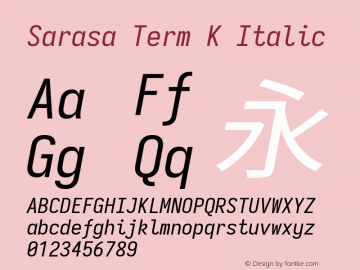 Sarasa Term K Italic Version 0.12.7; ttfautohint (v1.8.3) Font Sample