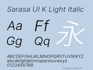 Sarasa UI K Light Italic Version 0.12.6; ttfautohint (v1.8.3) Font Sample