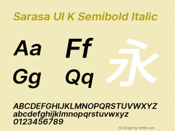 Sarasa UI K Semibold Italic Version 0.12.6; ttfautohint (v1.8.3) Font Sample
