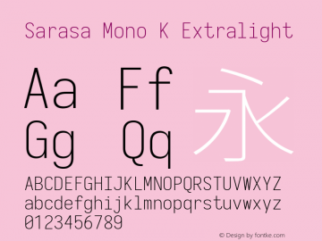 Sarasa Mono K Extralight Version 0.12.7; ttfautohint (v1.8.3)图片样张