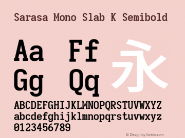 Sarasa Mono Slab K Semibold Version 0.12.7; ttfautohint (v1.8.3) Font Sample