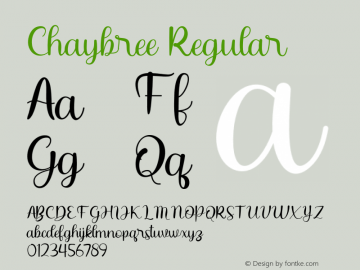 Chaybree Version 1.000 Font Sample